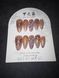 Nude Orange Butterfly Jia Zhi Mu nail set