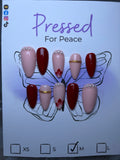 Red Flower Press on Nail set