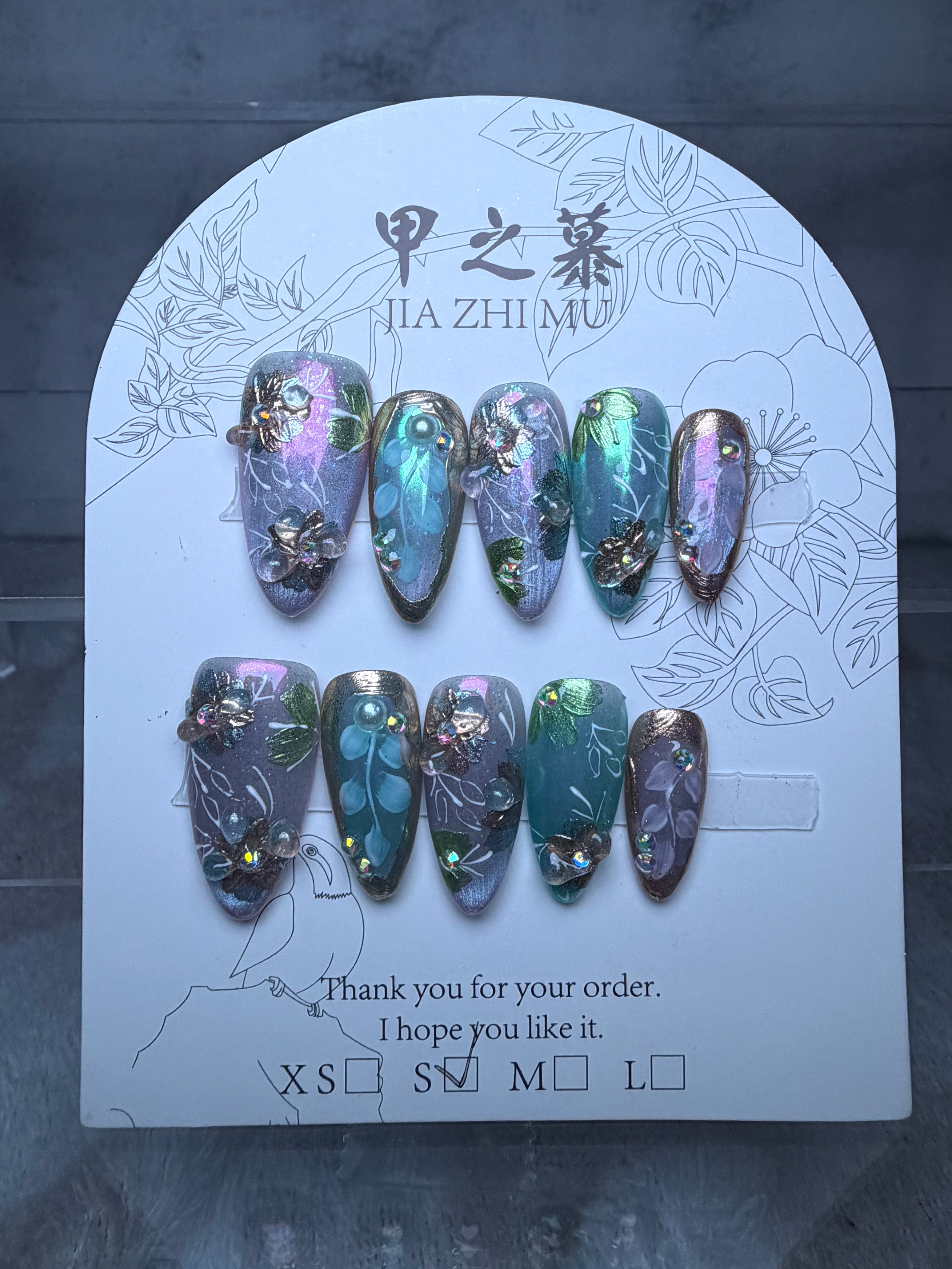 Blue-purple nature Jia Zhi Mu nail set