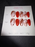 Red zhuo ya press on nails