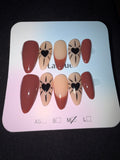 Almond hearts press on nails