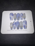 Blue Large Card Press on nail set