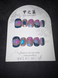 Blue Gold Pink Jia Zhi Mu press on set