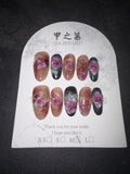 Brown Black 3D floral Jia Zhi Mu nail set