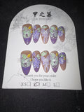 Purple Floral white Jia Zhi Mu nail set