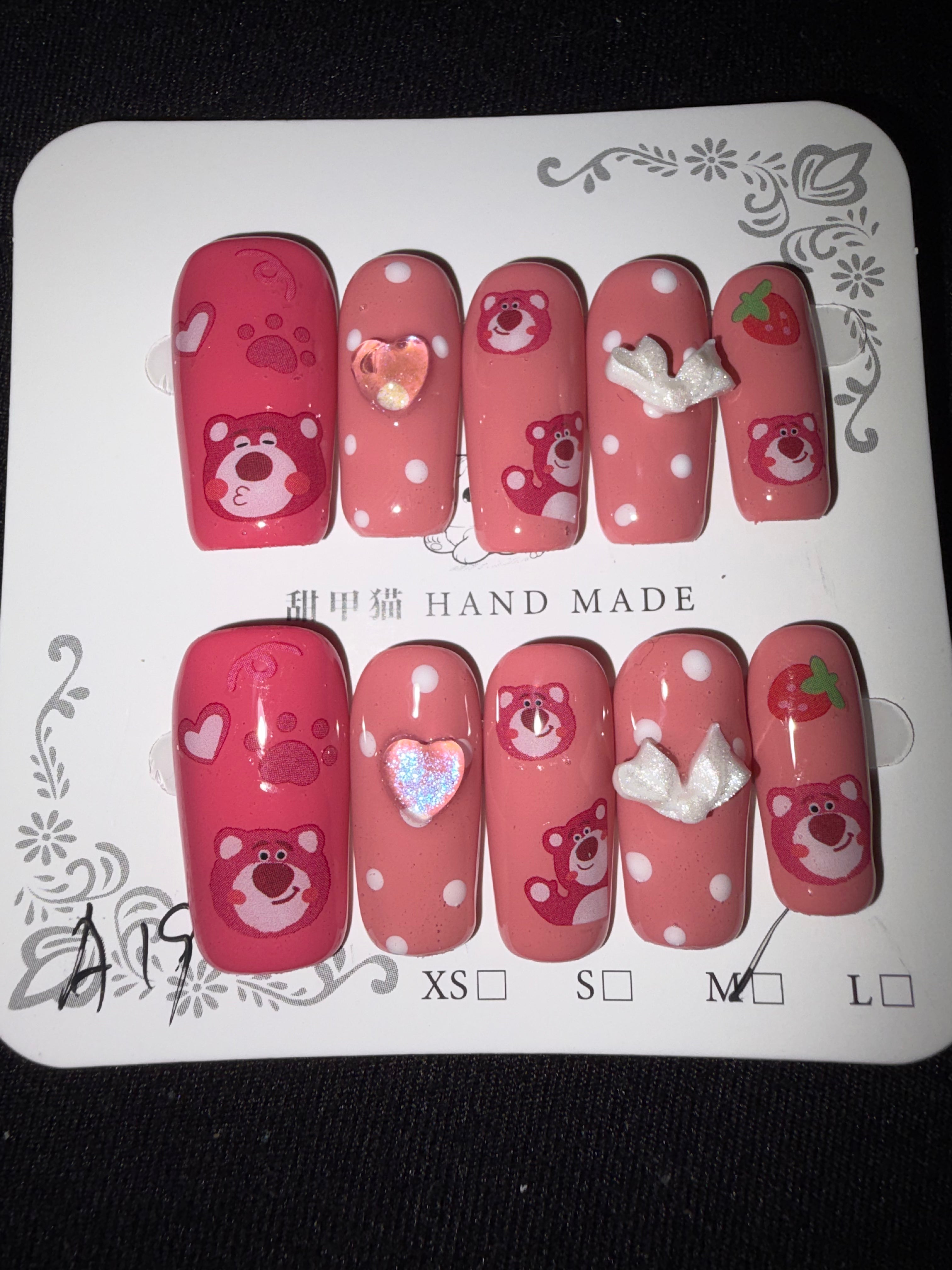 Lotso Toy Story themed press on nails