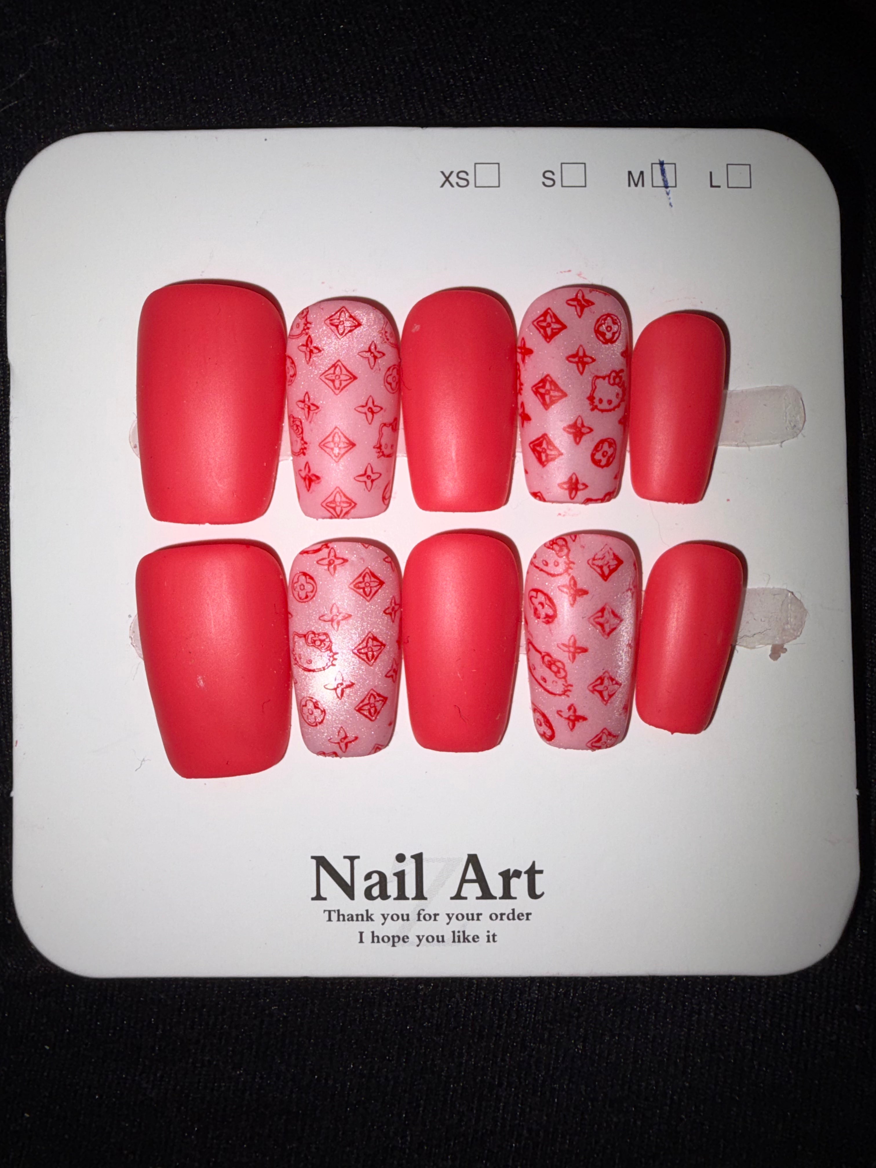 Matte top coat hello kitty press on nails