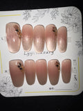 Oval leaf design press on nails
