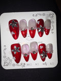Red starry 3D press on nails